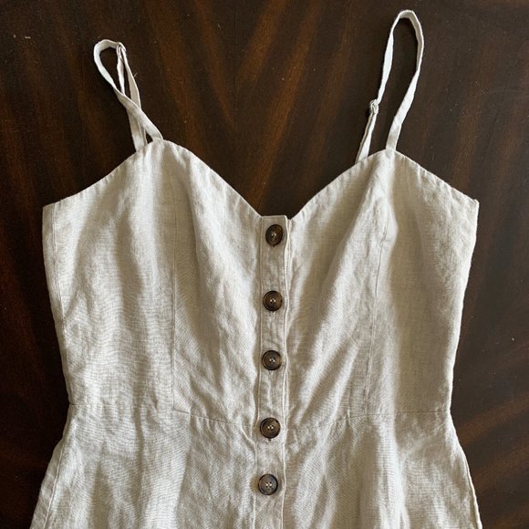 Reformation Sand Beige Torta Linen Jumpsuit Size 10 - Picture 7 of 15